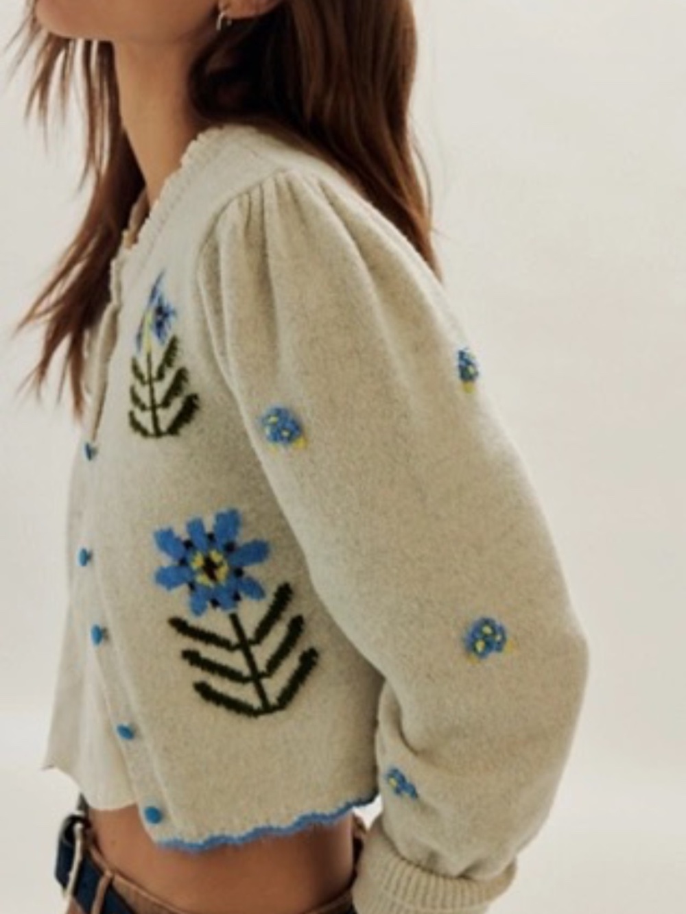 NWT Free People Nonna Knit Cadigan Embroidered M - Picture 2 of 2